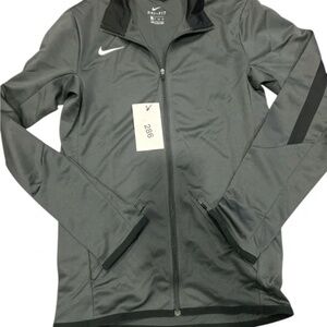 Nike Dri Fit Men Full Zip Track Jacket Gray White Swoosh Athletic Size XS